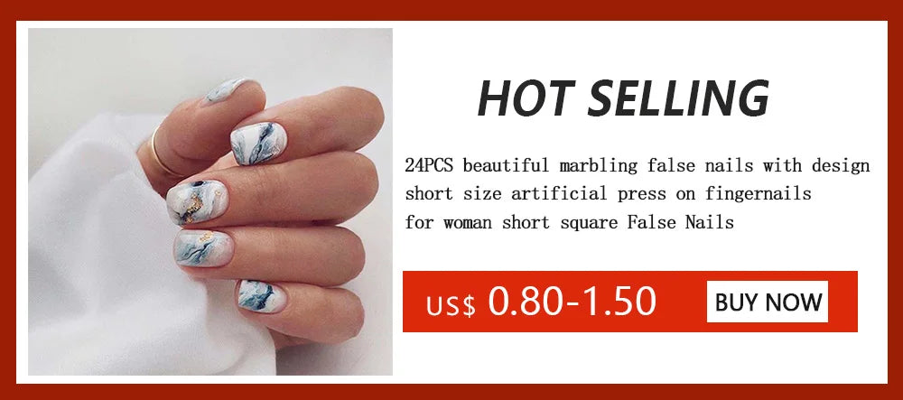 Nails Art Fake Nail Tips False Press on Coffin with Glue Stick Designs Clear Display Short Set Full Cover Artificial Square Kiss