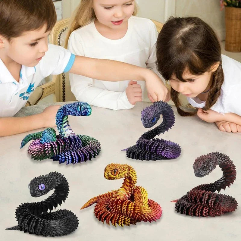 3D Printed Snake Movable Joint Fidget Toy Figurine Simulation Snake Office Desktop Ornament Gifts Crafts Figurines Miniatures