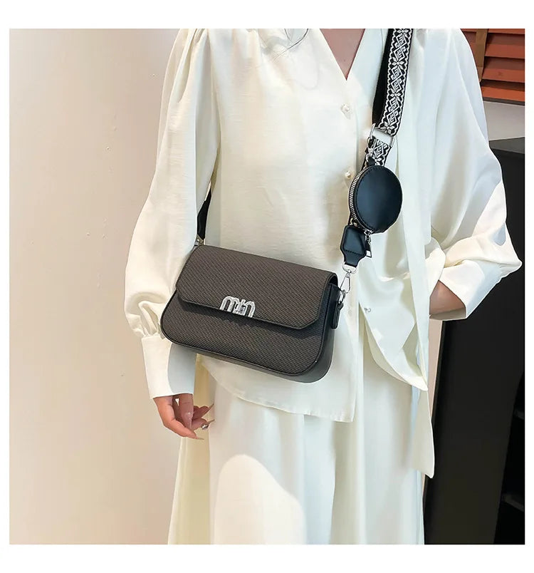 ‌2025 Korean-Style Wide Strap Bag - Crossbody/Shoulder/Handheld Multi-Way Purse, Trendy Small Handbag for Women