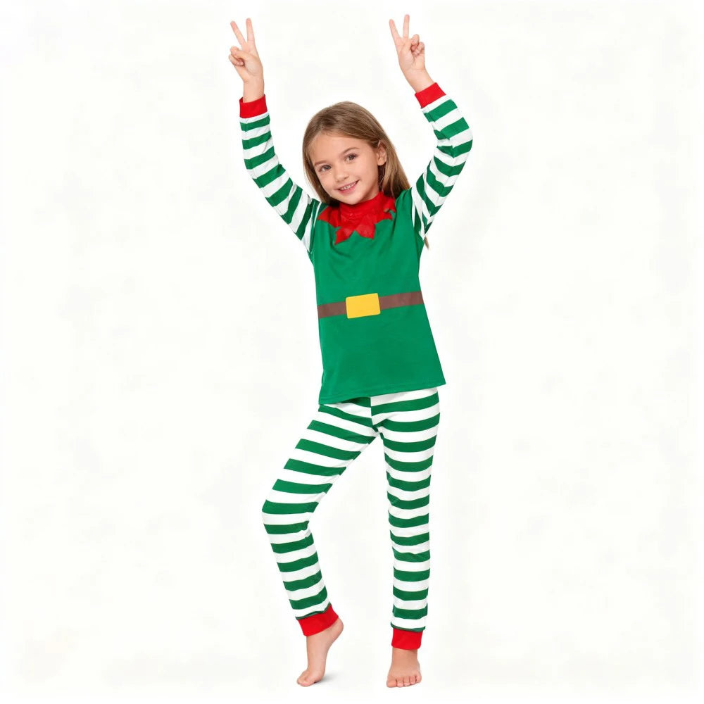 Children's Christmas Long Sleeve Pajama Sets Kids Elf and Santa Claus Sleepwear Boys Pijamas Baby Girls Pjs for Festive Xmas