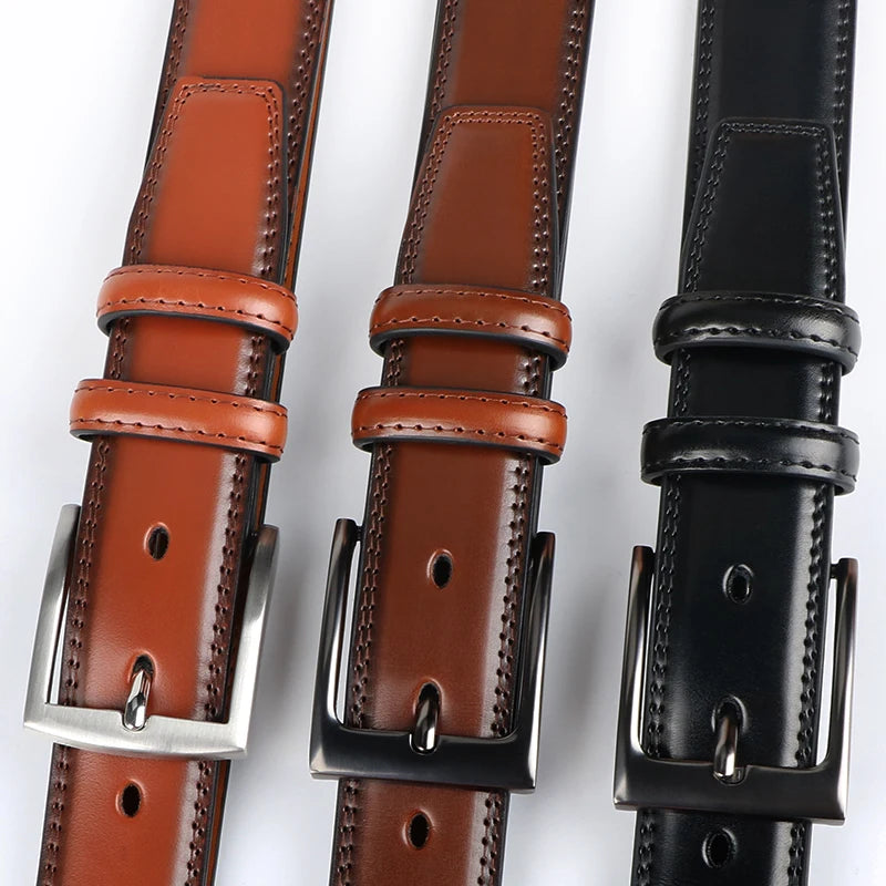 Men's genuine leather belt 1 2/6", a fashionable, simple, and durable belt gift suitable for various occasions