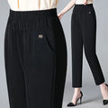 Office Lady Vintage Loose Straight Pants Spring Summer Thin Women Streetwear Fashion Casual Elastic High Waist Cropped Trousers