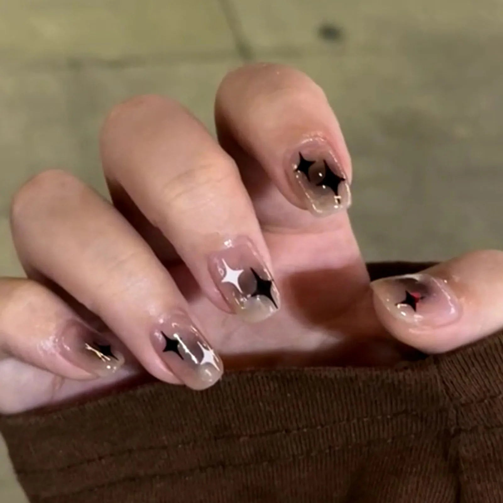 Gradient Black Fake Nails Long Ballerina Nails Press on Simple Full Cover False Nails Tips for Women Girls DIY Manicure 24Pcs