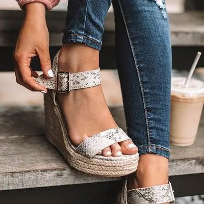 Heeled Sandals for Women Summer 2025 Espadrilles Women Sandals Comfort Buckle Strap Platform Shoes for Women New Sandalias Heels