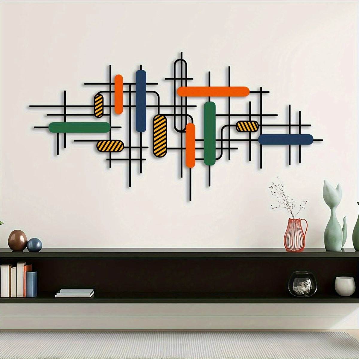 A Modern Luxury Style Colorful Metal Wall Art Piece, Wall Decoration for Living Room and Bedroom, Abstract Wall Decor, Geometric Wall Art, Medieval Decorations, Statue Wall Decor