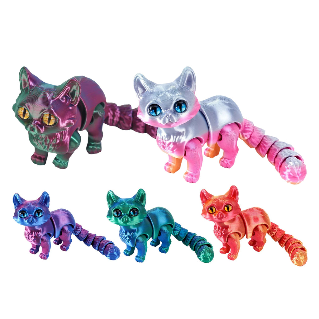 3D printed cats, 3D animals for stress relief, desktop decorations suitable for office workers, and small ornaments for adults
