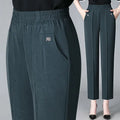 Office Lady Vintage Loose Straight Pants Spring Summer Thin Women Streetwear Fashion Casual Elastic High Waist Cropped Trousers