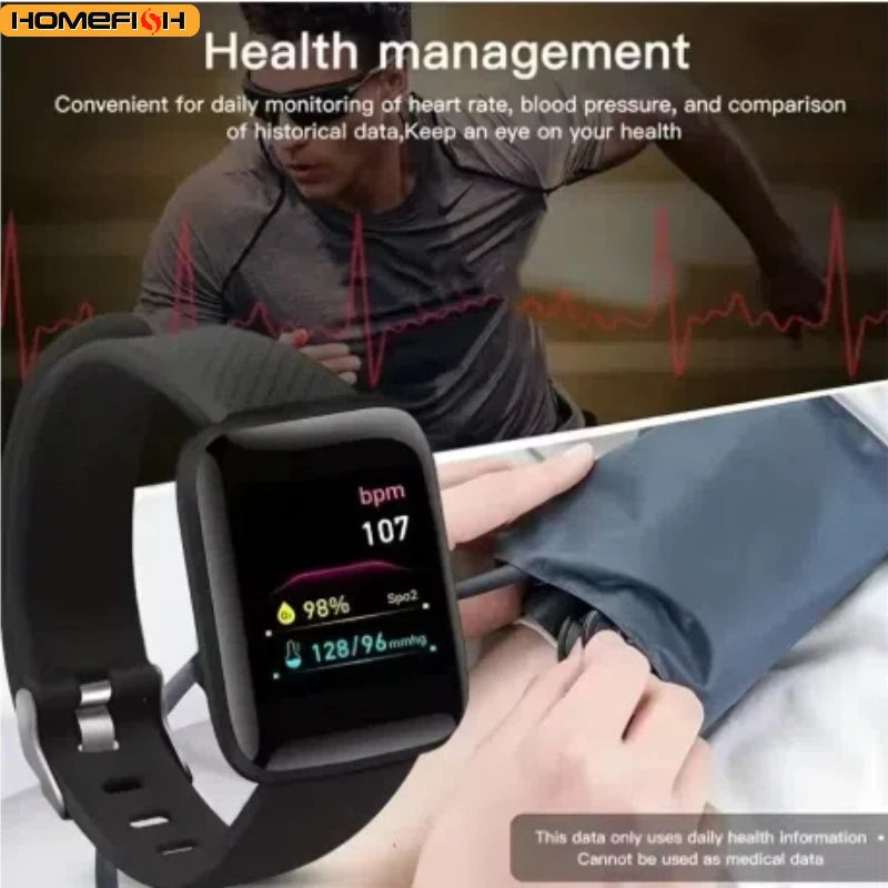 Smart Watch For Men Women Kids Message Remind Music Control Sport Step Calories D13 Smartwatch Alarm Clock 116Plus