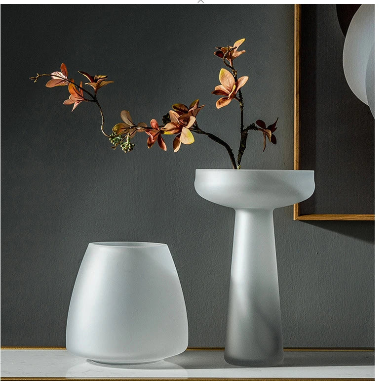 Nordic Light Luxury Home Decor Frosted Glass Vase