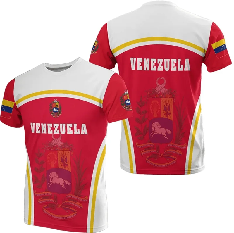 3d Print Venezuela Flag T-Shirt For Men Summer Round Neck Short Sleeve Tees Gym Sports Oversized T Shirts Tops Male Clothes