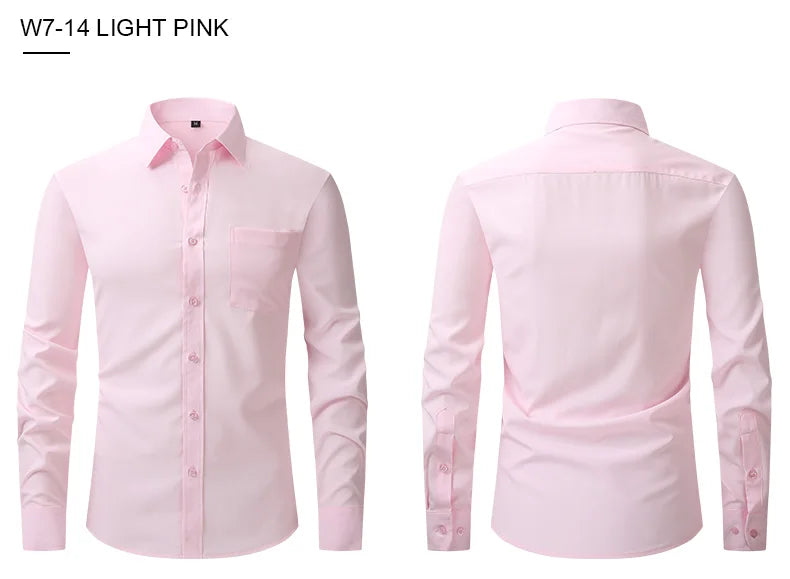 New spring and summer American men's shirt business casual long sleeve slim professional formal wear free ironing solid color