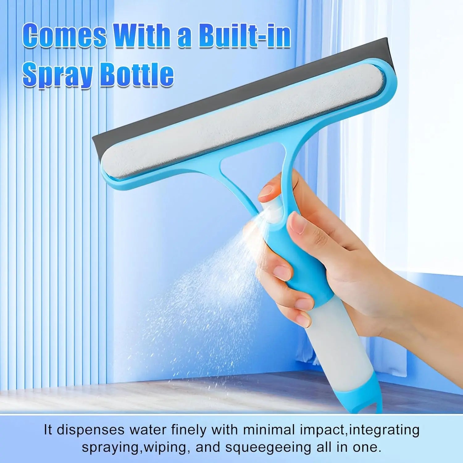 Simple Spray & Squeegee Glass Cleaner, 22x3cm. Streak-Free, for Home, Office, Easy to Use