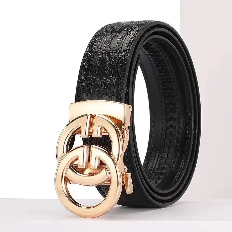 Men's High-Quality Belt with Metal Alloy Automatic Buckle - Luxurious Brand Design, Stylish Essential for Daily & Business Wear