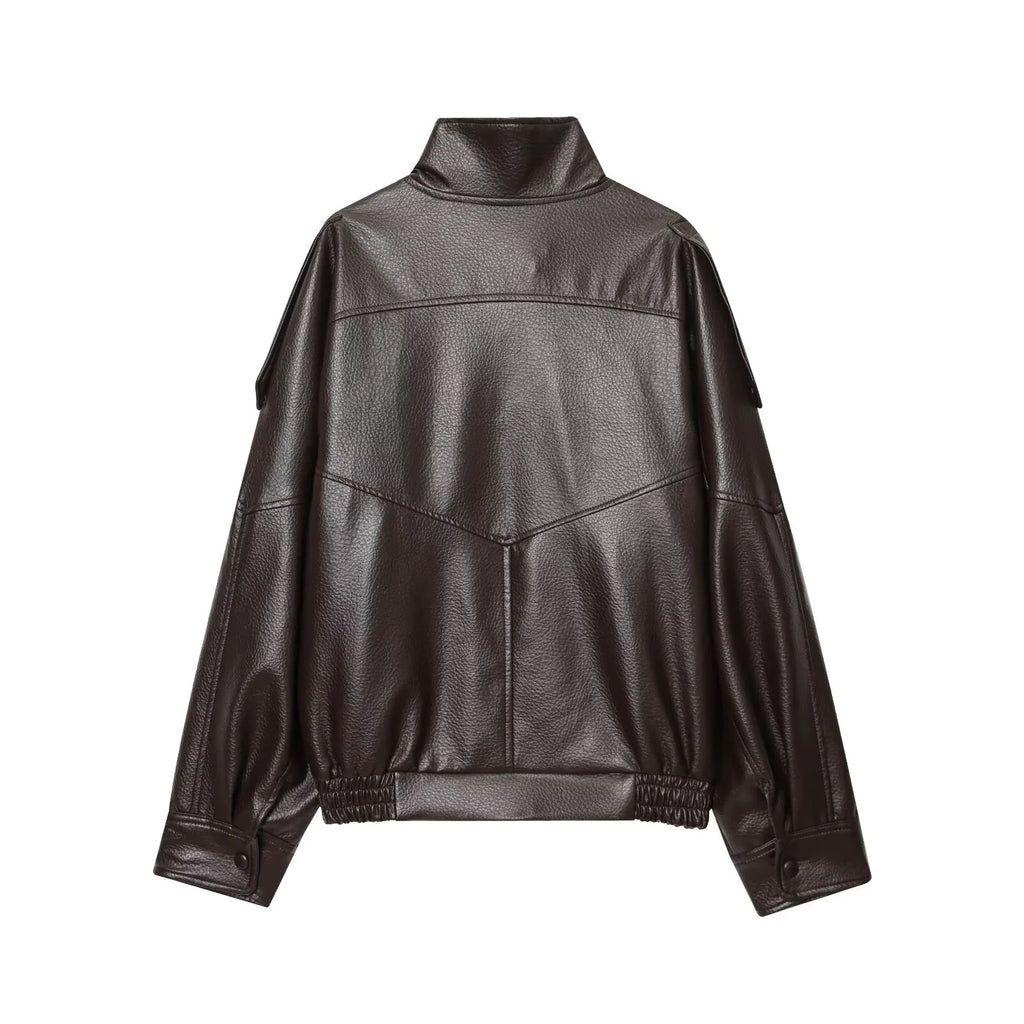 Women Fashion Leather Jacket Autumn