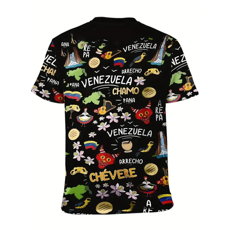 New In Venezuela Flag T Shirt Men Fashion 3d Printed T-shirt Street Oversized Casual Sports Tops Crew Neck Short Sleeve Tees