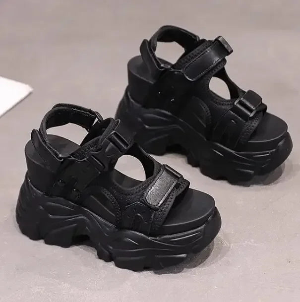 Brand Chunky Platform Sandals Women 10.5CM High Heels Sexy Open-toed Sandals Wedge Increased Shoes Ladies Beach Summer Sandalia