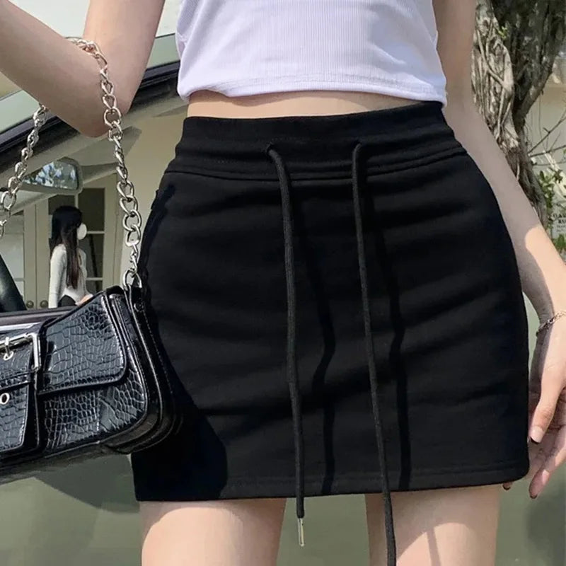 2024 New Summer Women Leisure Sports Versatile Mini Skirts Girls Concise Solid Color Dress Female Hotsweet Slim Elastic Skirts