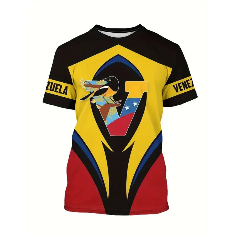 New In Venezuela Flag T Shirt Men Fashion 3d Printed T-shirt Street Oversized Casual Sports Tops Crew Neck Short Sleeve Tees