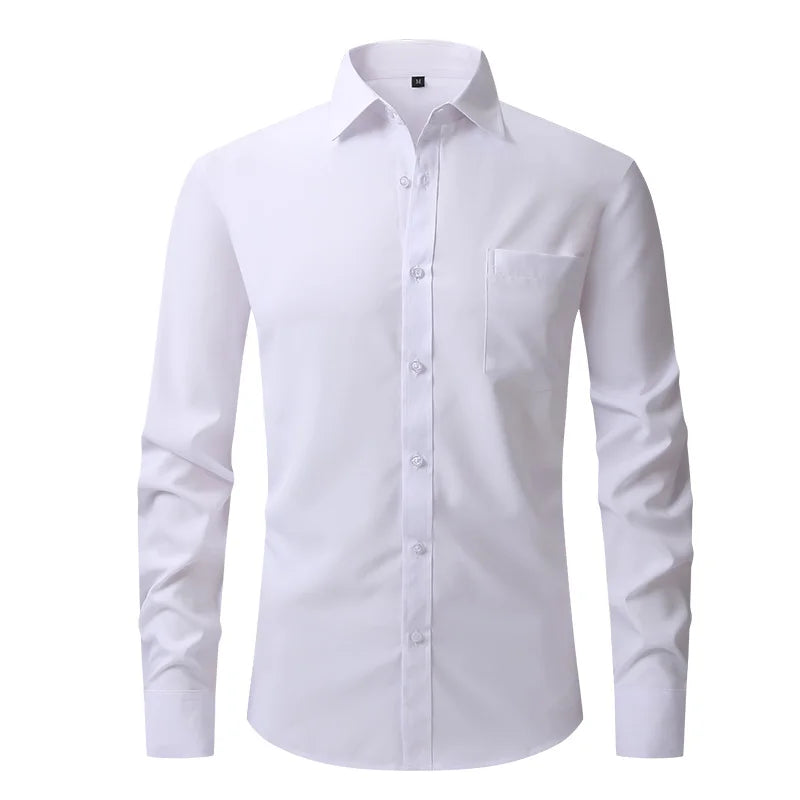 New spring and summer American men's shirt business casual long sleeve slim professional formal wear free ironing solid color
