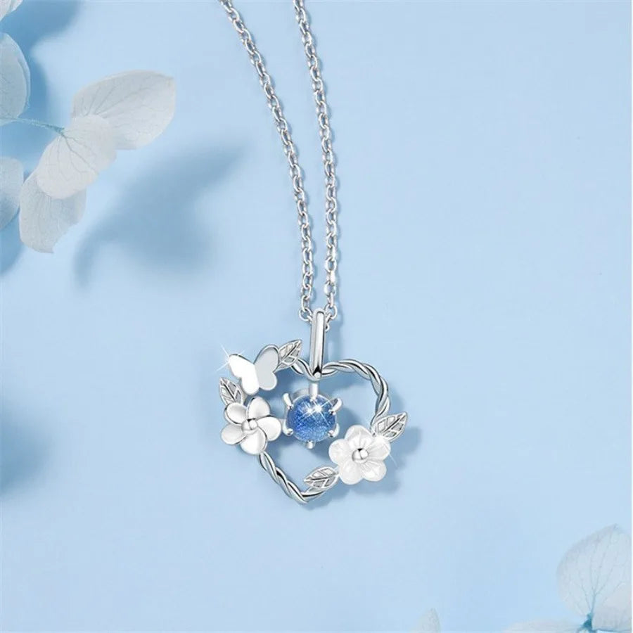 925 Sterling Silver Shell Flower Heart Charm Necklaces amp; Pendants Choker Necklace For Women Statement Wedding Party Jewelry