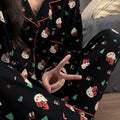 2Pcs/Set Christmas Hello Kitty Pajama Set Anime Cute Woman's Home Wear Cartoon Casual Pajamas Couple Sleep Clothing Loungewear