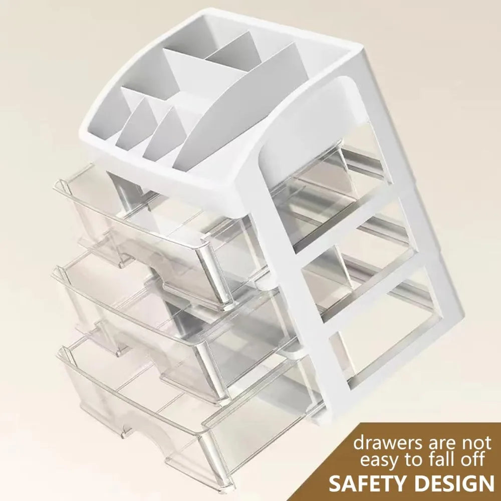 Multi-Layer Desktop Storage Box Drawer Organizer Cabinet for Cosmetics Jewelry Hair Accessories Stationery Home Office