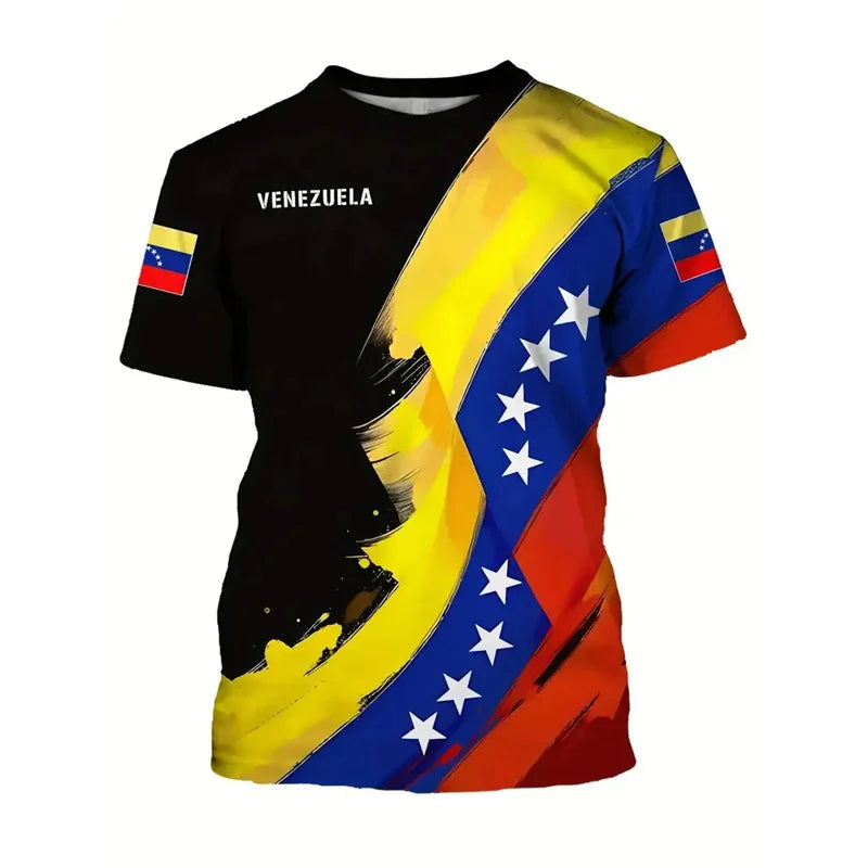 New In Venezuela Flag T Shirt Men Fashion 3d Printed T-shirt Street Oversized Casual Sports Tops Crew Neck Short Sleeve Tees