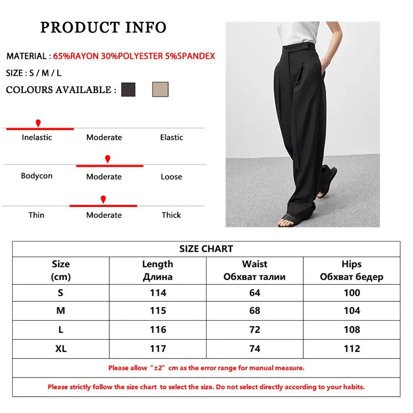 Parc Fee Fashion Loose Black Office Women's Pants Casual High Waist Wide Trousers Elegant Classic Full Length Pants Female