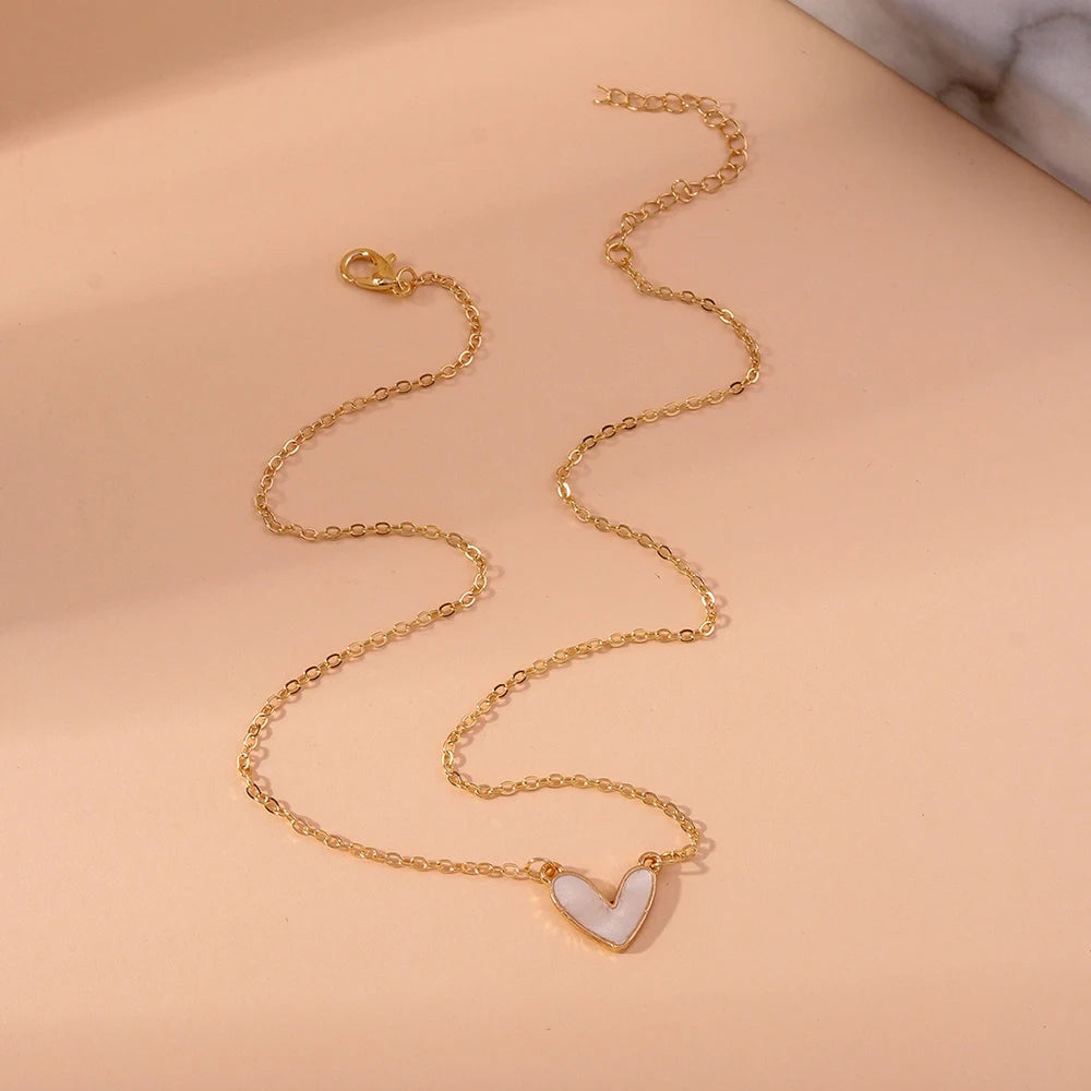 Aihua 2 colors New Korean White Red Love Heart Necklaces for Women Girls Clavicle Chain Valentine's Day Jewelry Gifts