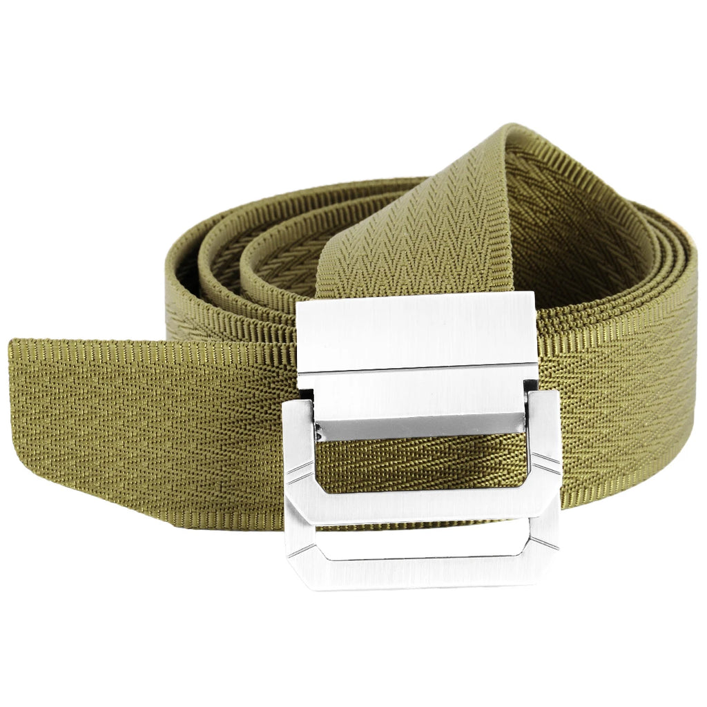 Male Belt Fashion Casual Nylon Fabric Belt Strap Double Loop Buckle Belt Long Waistband Solid Color For Jeans Pants
