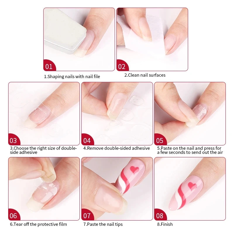 Nail Tips, Transparent Fake Fingernails Toenails Artifical Nails, Coffin Tips Manicure DIY Tools, Nails Tips Half Cover Acrylic