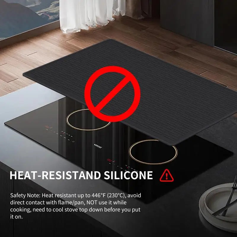 Silicone Stove Top Cover Mat, Heat Resistant Electric Glass Cooktop Protector, Extra Large Dish Drying Mat for Kitchen RV