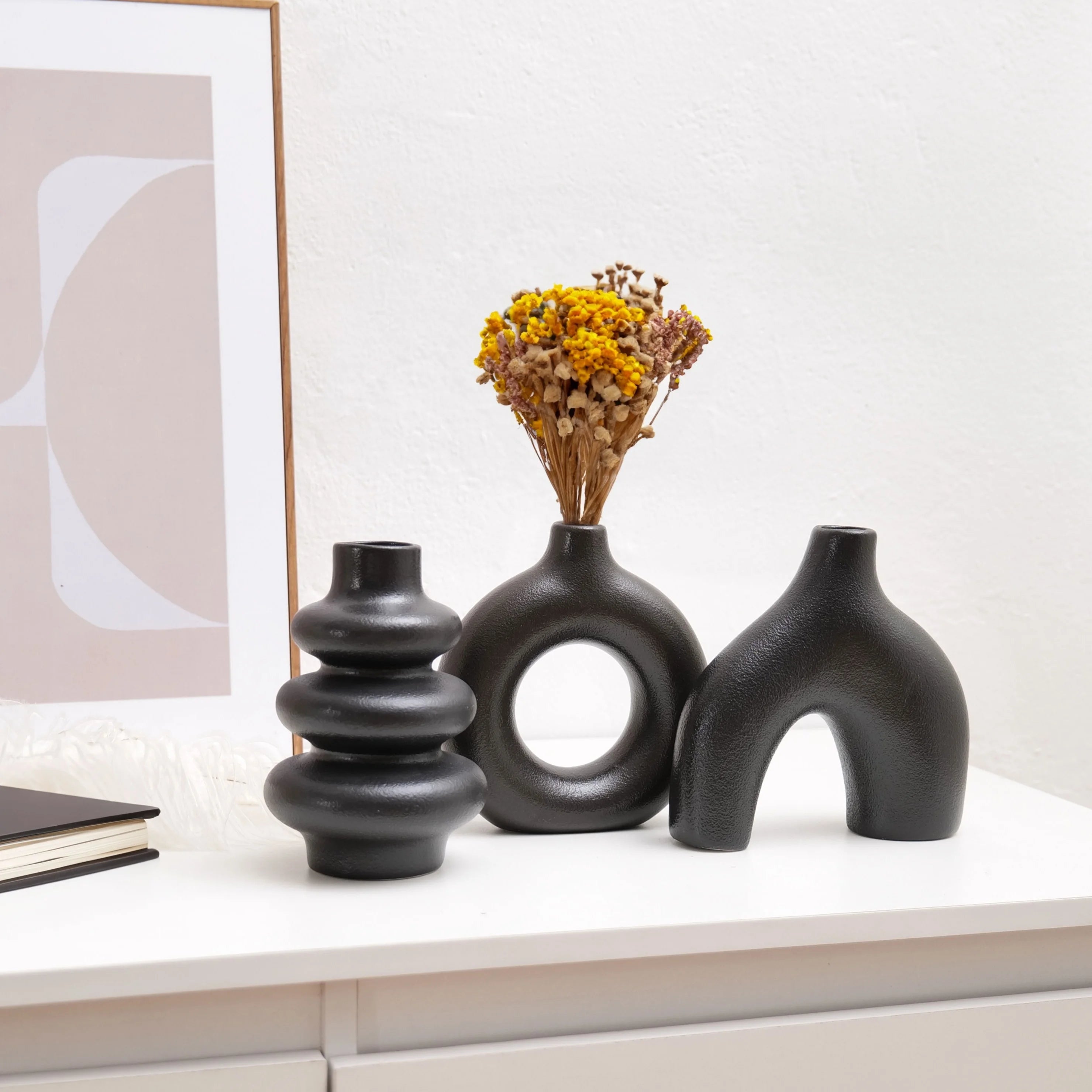 Bohemian ceramic vase set, decorative vase ornaments