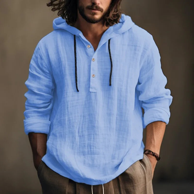 Men's Casual Blouse Cotton Linen Shirt Loose Tops Long Sleeve Tee Shirt Spring Autumn Casual Men's Shirts