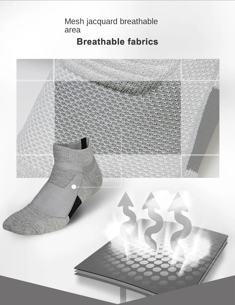 3 Pairs Breathable Mesh Athletic Terry Socks Cushioned Moisture-managing and Durable Reduces Foot for Running Hiking & Sports
