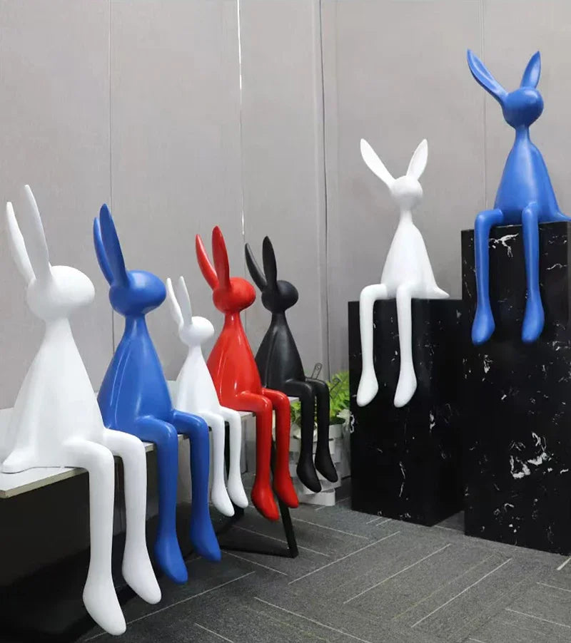 Creative Home Decor Rabbit Statue Abstract Art Sculpture Desk Living Room TV Cabinet Wine Cabinet Handicrafts Ornaments