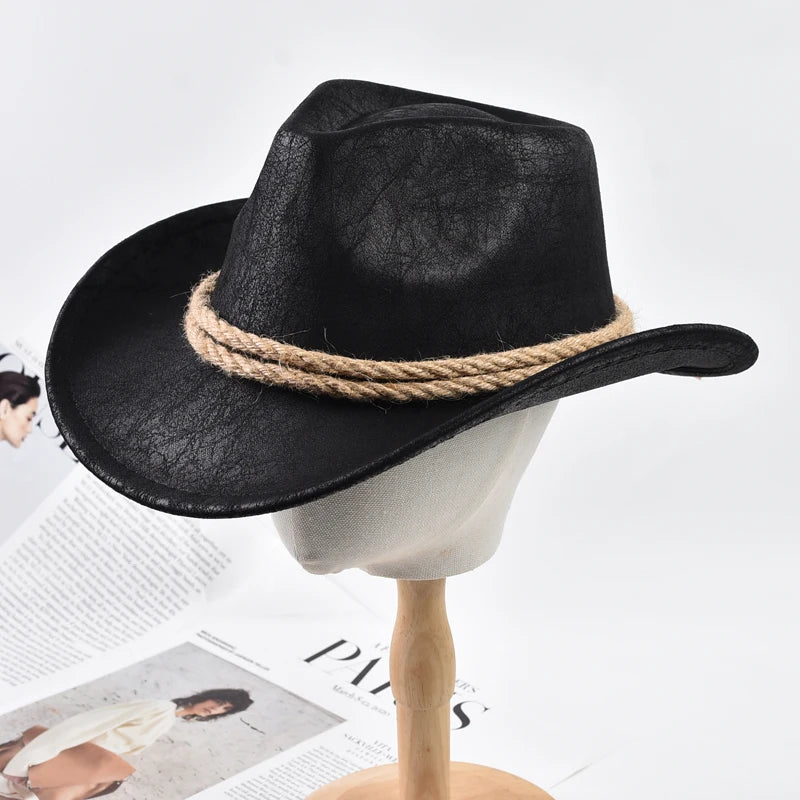 New Vintage Roll Brim Western Cowboy Hats Outdoor Travel Gentleman Cowgirl Jazz Hat Holidays Party Cosplay Hat
