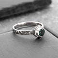 Exquisite Vintage Green Zircon Ring for Women Simple Charm Banquet Party Birthday Anniversary Gift
