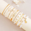 12PCS Boho Infinity Symbol Daisy Flower Bracelets for Women Retro Gold Color Heart Butterfly Crystal Bracelets Set Party Jewelry