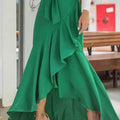 Irregular Clipping Bandage Falbala Solid Color Split-Side Long Skirts Skirts Bottoms