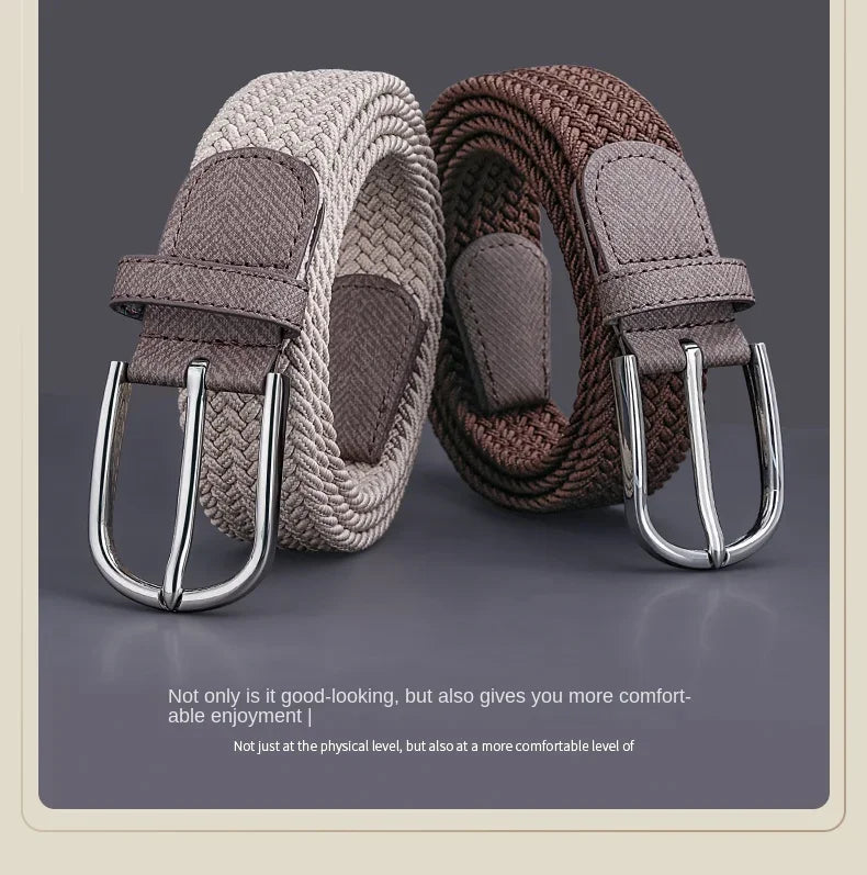 Belt for Men Golf Belt Summer Woven Leather Casual Sports Elastic Adjustable Waistband