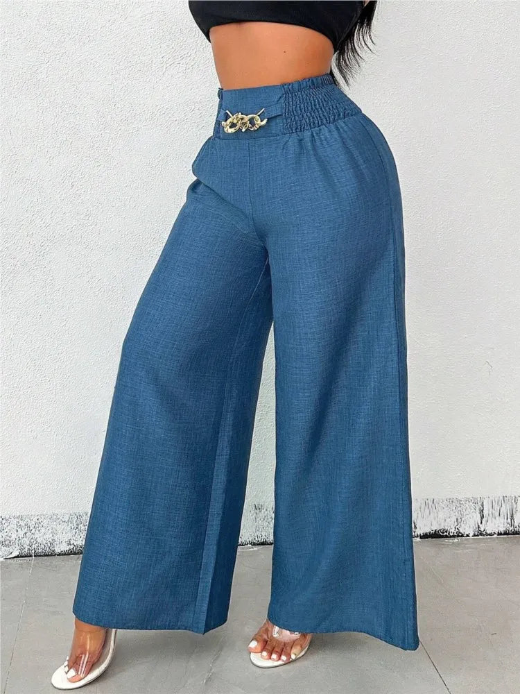 Elegant Solid Wide Leg Pants Fashion