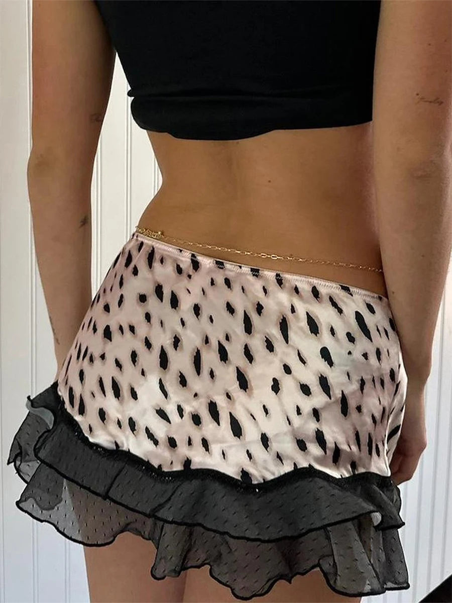 Women s Flared Mini Skirts with Ruffle Detailing and Bow Front Low Waist A-Line Skirts for a Stylish Summer Look