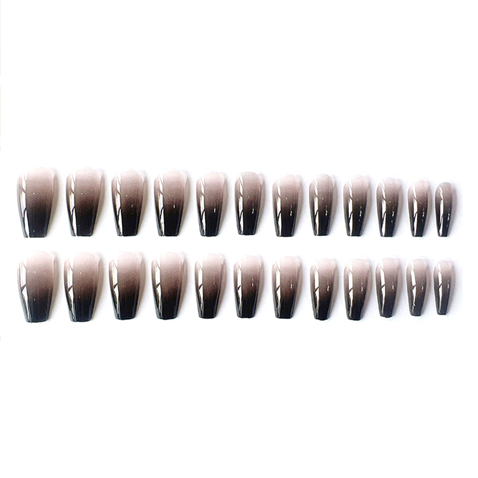 Gradient Black Fake Nails Long Ballerina Nails Press on Simple Full Cover False Nails Tips for Women Girls DIY Manicure 24Pcs