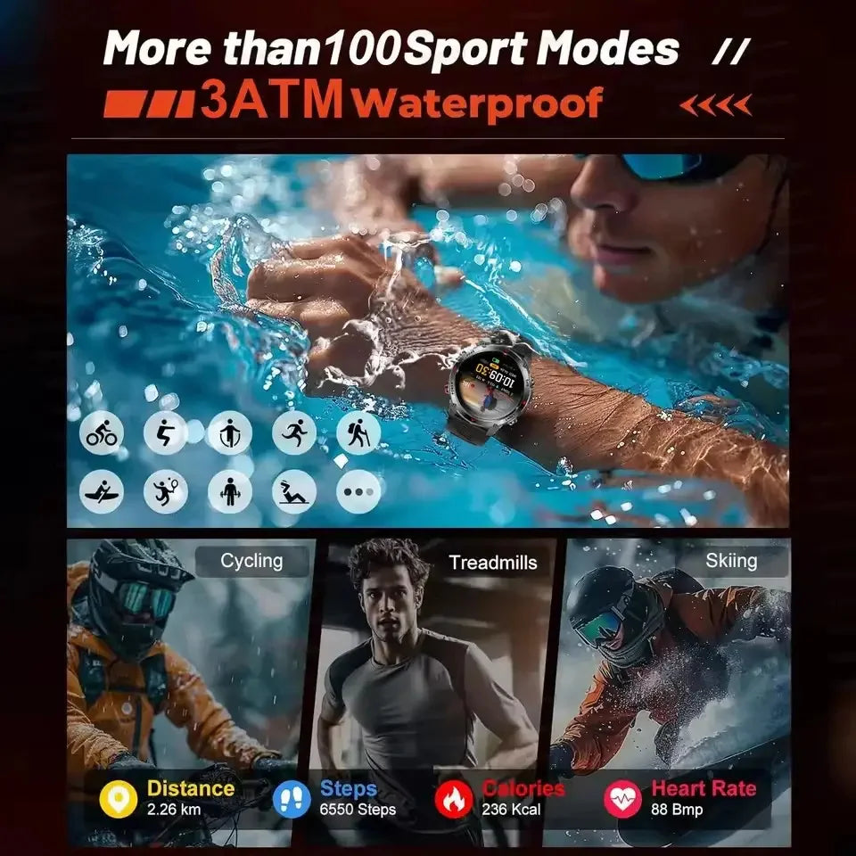 Smart Watch For Men 1.46'' 360*360 HD AMOLED Color Display Voice Call Compass LED Sports Fitness Waterproof Watch Ladies