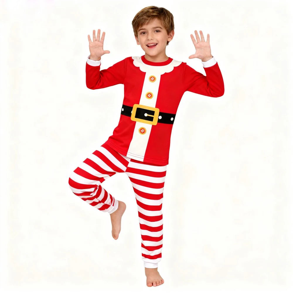 Children's Christmas Long Sleeve Pajama Sets Kids Elf and Santa Claus Sleepwear Boys Pijamas Baby Girls Pjs for Festive Xmas