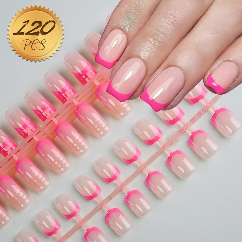 100pcs Light Pink Press-On Nails | Short & Medium Square | 10 Sizes Full Cover Nail Tips