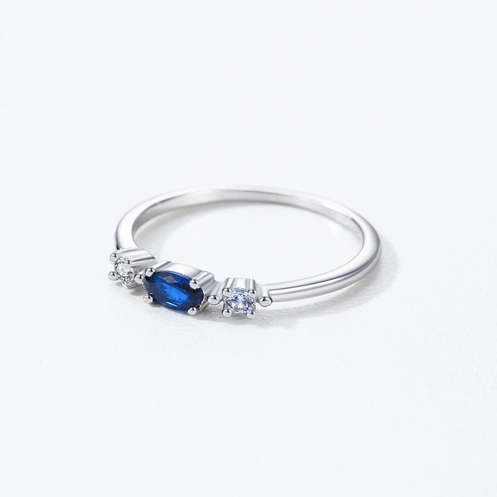 Ailmay 925 Sterling Silver Simple Stackable Blue Zircon Ring For Women's Daily Wear, Parties, And Gift Giving