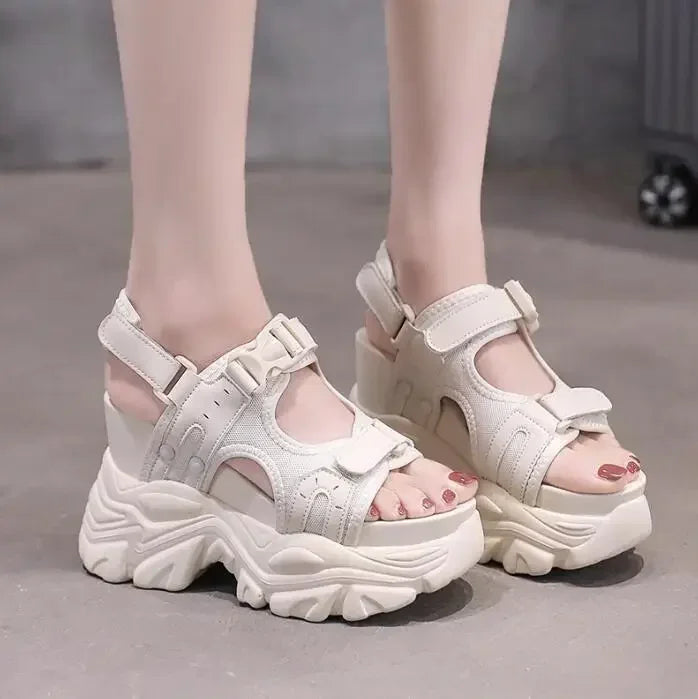 Brand Chunky Platform Sandals Women 10.5CM High Heels Sexy Open-toed Sandals Wedge Increased Shoes Ladies Beach Summer Sandalia