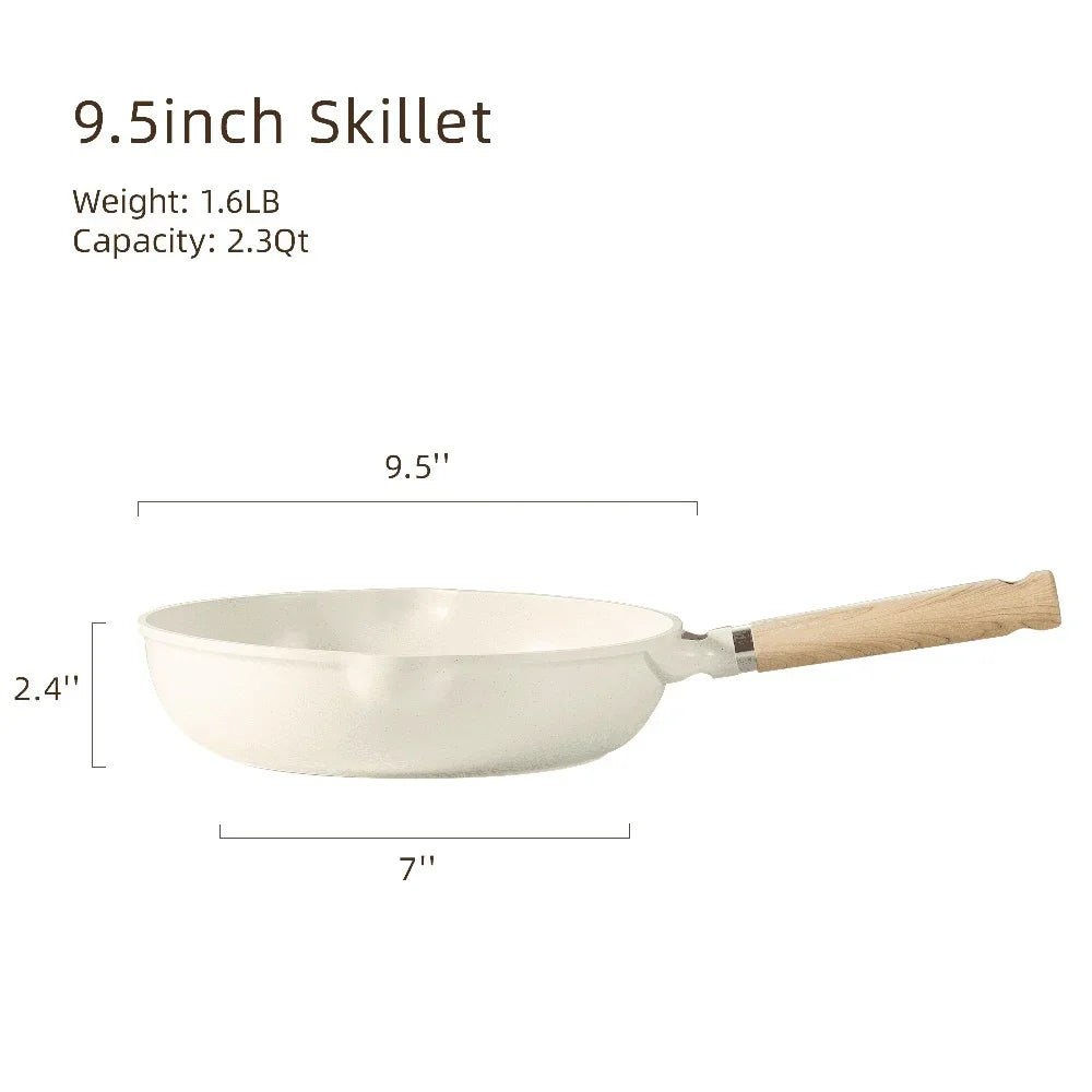24cm Nonstick Frying Pan Granite Coating Induction Skillet Heavy Duty Omelet Pan Easy Clean Safe Cookware